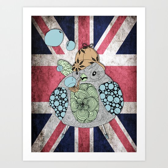 Sherlock Sparrow with Union Jack Art Print