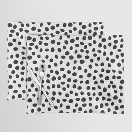 Hand Drawn Polka Dots, Spots Black &  White Placemat