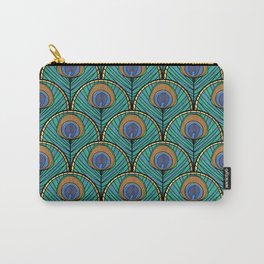 Glitzy Peacock Feathers Carry-All Pouch