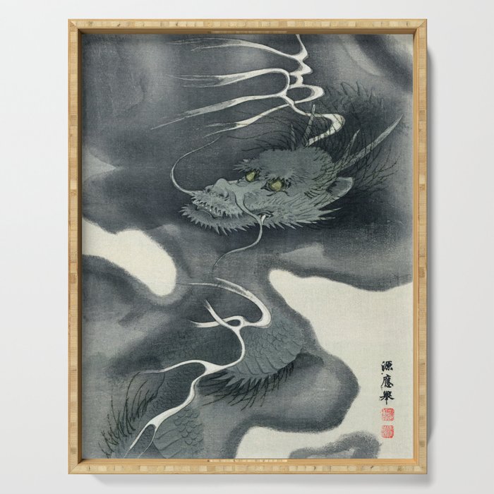 Japanese Dragon Woodblock art Yoshida Gen'ō Serving Tray