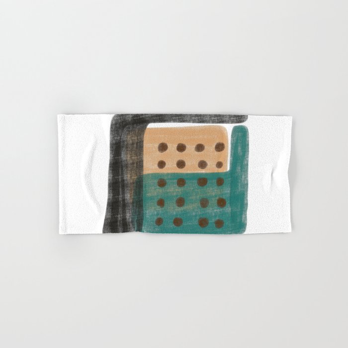 Contemporary Abstract in Green, Sand and Black - 2 Hand & Bath Towel