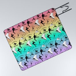 Figure Skating Life- Style 1- Skates and Silhouettes on Pastel Rainbow Picnic Blanket