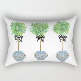 Topiary Topiaries Blue and White Ginger Jars Rectangular Pillow