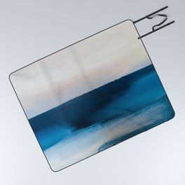 Blue and gray abstract sea painting background Picnic Blanket