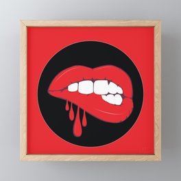 Red Lip Drip Framed Mini Art Print