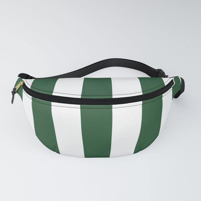 Cal Poly Pomona green - solid color - white vertical lines pattern Fanny Pack