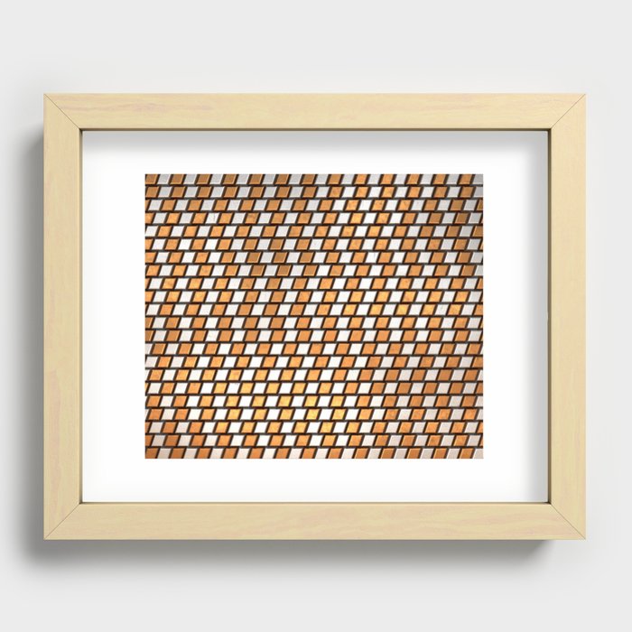 Irregular Chequers - Steel and Copper - Industrial Chess Board Pattern Recessed Framed Print