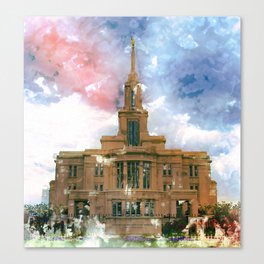 Payson LDS Temple Watercolor Photo Canvas Print