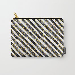 Seamless pattern black linear stripes and golden confetti circle Carry-All Pouch