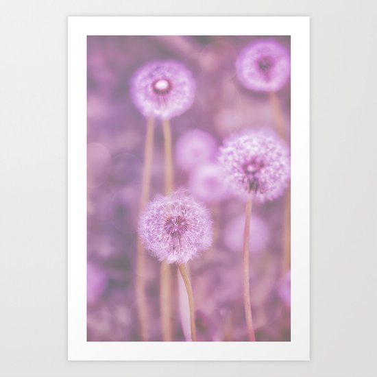 Romantik pink dandelion flower meadow Art Print