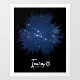 Zodiac Constellation - Taurus with trees Art Print