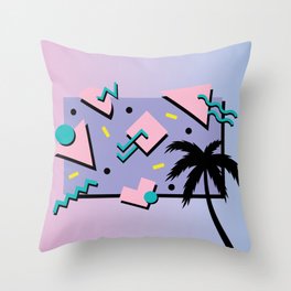 Memphis Pattern 25 - Miami Vice / 80s Retro / Palm Tree Throw Pillow