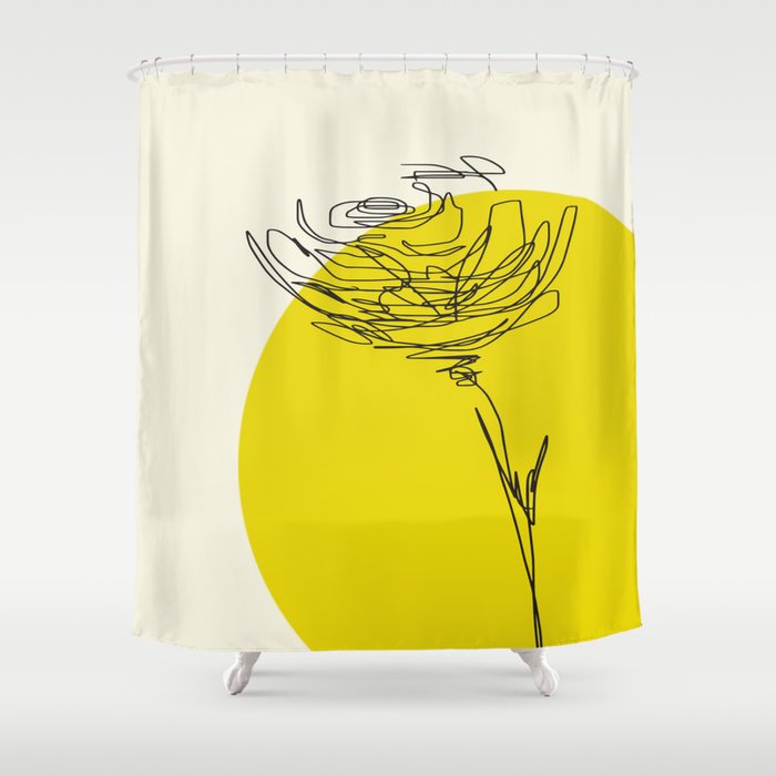 line drawing - flower Shower Curtain