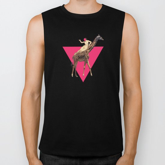 Laying on a giraffe Biker Tank