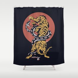 Classic Tattoo Snake vs Tiger Shower Curtain