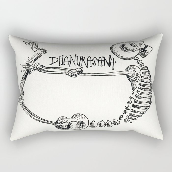 "Dhanurasana" Skeleton Print Rectangular Pillow