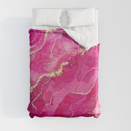 Pink Glamour Marble With Gold Glitter Texture  Duvet Cover