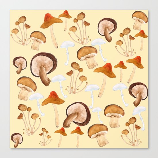 mushroom pattern watercolor painting Canvas Print