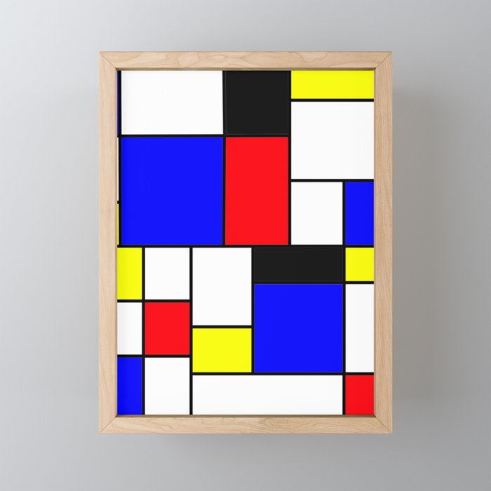 Red Blue Yellow Geometric Squares Framed Mini Art Print
