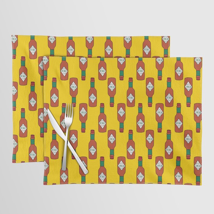 Hot Sauce Lover Pattern - Foodie Gift Yellow Red Green Orange Placemat