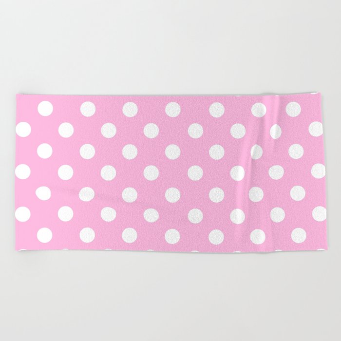 Polka Dots (White & Pink Pattern) Beach Towel