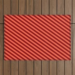 [ Thumbnail: Red and Dark Red Colored Lined/Striped Pattern Outdoor Rug ]
