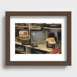 Vintage TV telephone radio clock electronic communication entertainment equipment   Recessed Framed Print