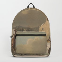 Winter Sunday in olden times - F. Gleason, Boston., Vintage Print Backpack