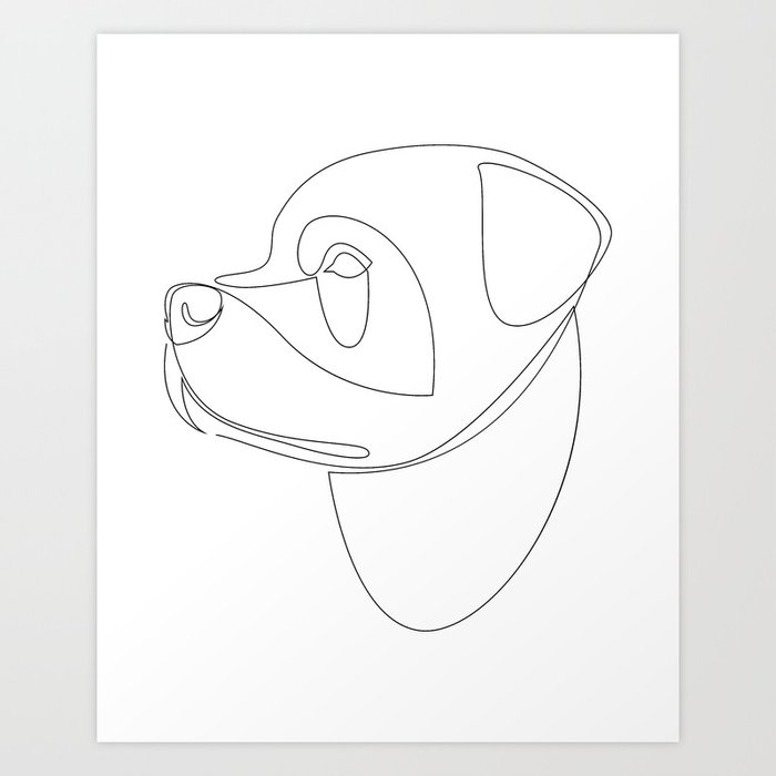 Rottweiler - continuous line dog Art Print