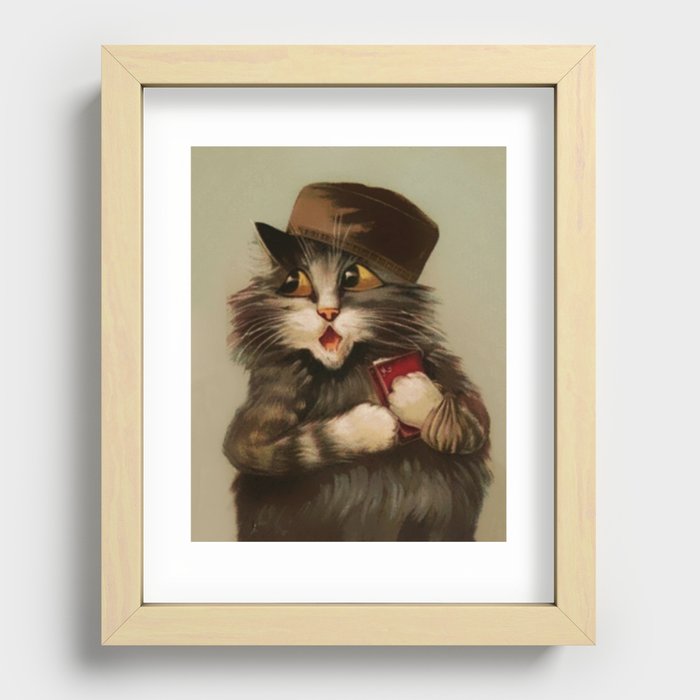 “Cat with Felt Hat” by Maurice Boulanger Recessed Framed Print