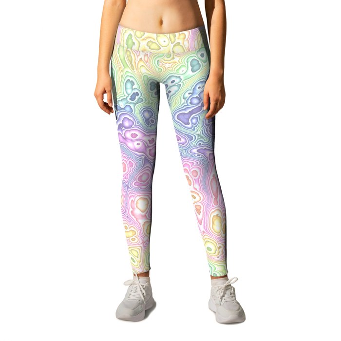 Trippy Funky Squiggly Pastel Rainbow Leggings