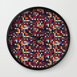Burgundy Red Orange Tiling Colored Squares Wall Clock