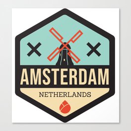 Amsterdam Windmill Badge XXX Canvas Print
