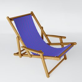 [ Thumbnail: Purple & Blue Colored Striped/Lined Pattern Sling Chair ]