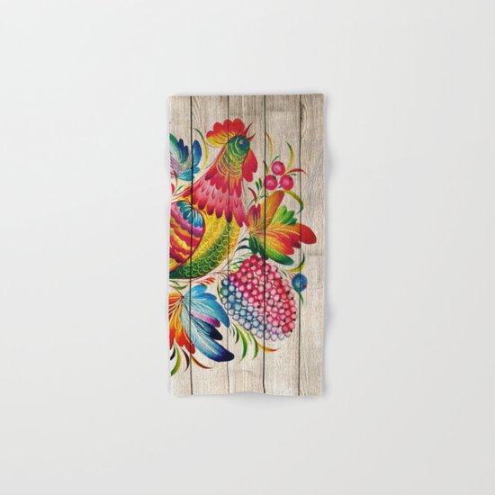 Russian Folk Art on Wood 01 Hand & Bath Towel