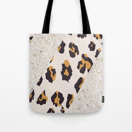 Leopard/Glitter Stripe Tote Bag