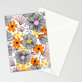 Spring Florals Modern Line Art Pattern Stationery Card