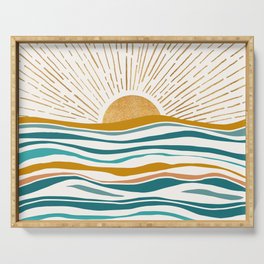 The Sun and The Sea - Gold and Teal Serving Tray