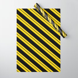 [ Thumbnail: Yellow and Black Colored Lines Pattern Wrapping Paper ]