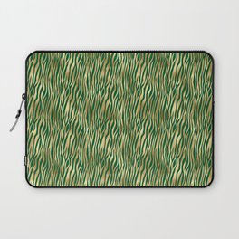 Green Gold Zebra Skin Print Pattern Laptop Sleeve