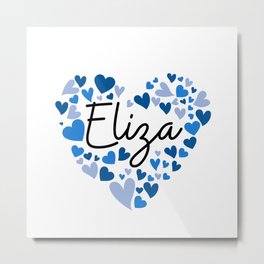 Eliza, blue hearts Metal Print