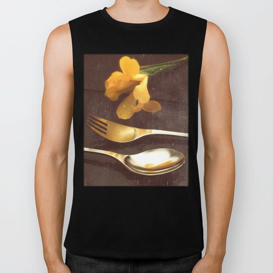 Flowers on Slate, variation 3 Biker Tank