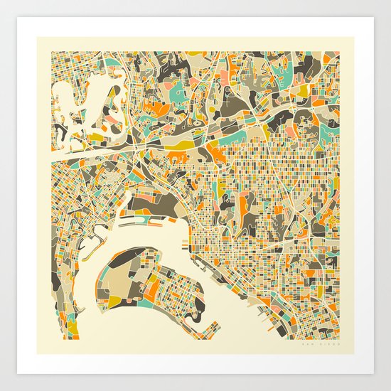 San Diego Map Art Print