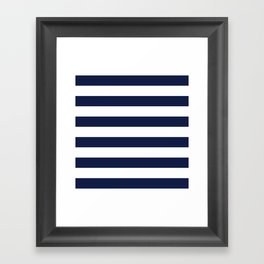 Navy Blue Bold Cabana Awning Stripe Lines Minimalist Stripes Line Drawing Framed Art Print