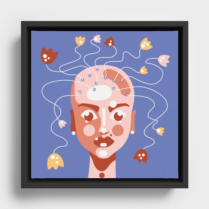 Grow yourself - bold colors, and simple shapes futuristic portrait Art Print Framed Canvas