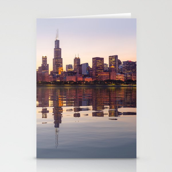 Panorama of the City skyline of Chicago Stationery Cards