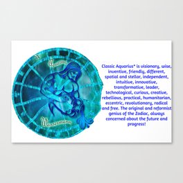 Horoscope Aquarius Zodiac Astrology Signs T-Shirt Canvas Print