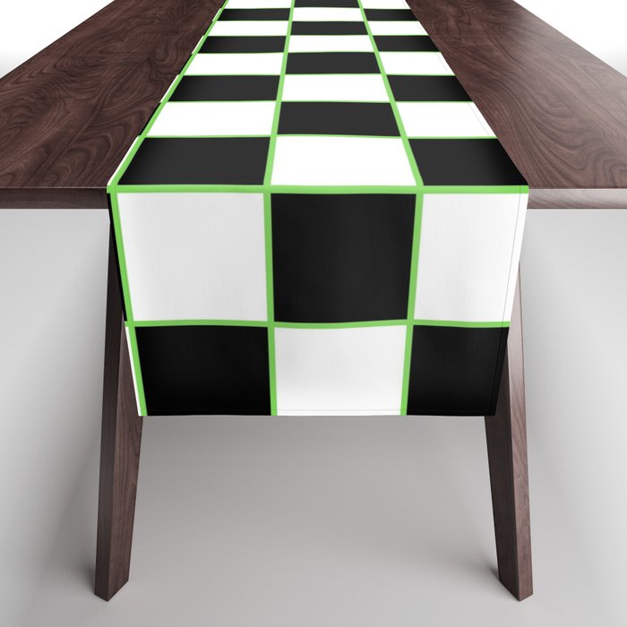 Checkered With Neon Green II Table Runner