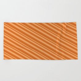 [ Thumbnail: Brown & Chocolate Colored Lines Pattern Beach Towel ]