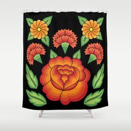 Mexican Folk Pattern – Tehuantepec Huipil flower embroidery Shower Curtain